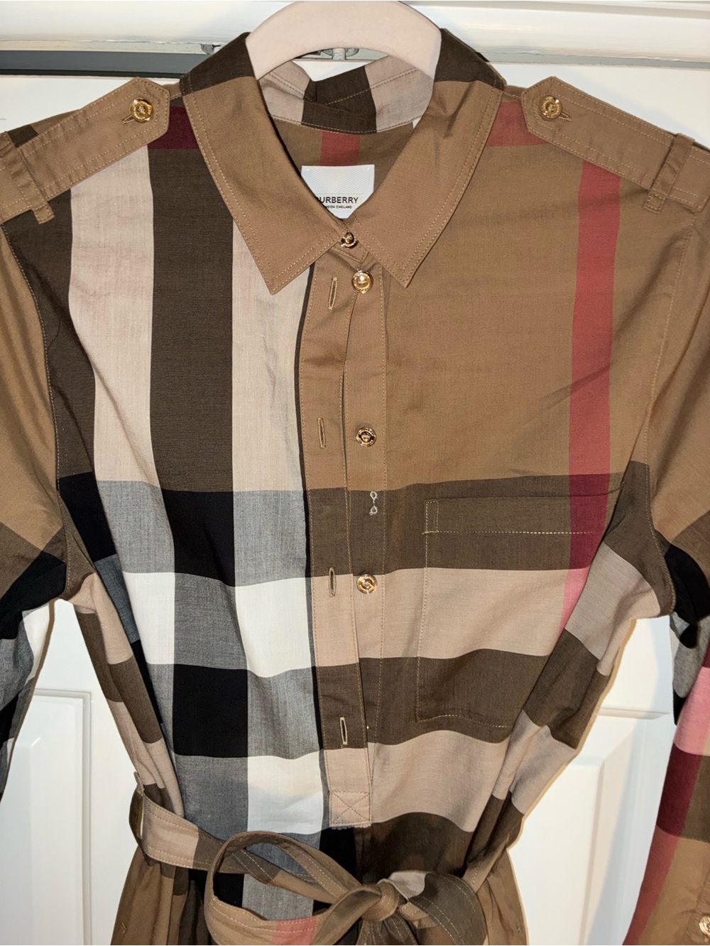 Burberry plaid shirt dress with belt, sz 8 great condition - Picture 4 of 11